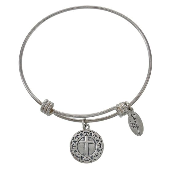 Footnotes Sterling Silver Extraordinary Life Religion Charm Slide Bracelet 7.75" - Picture 1 of 6